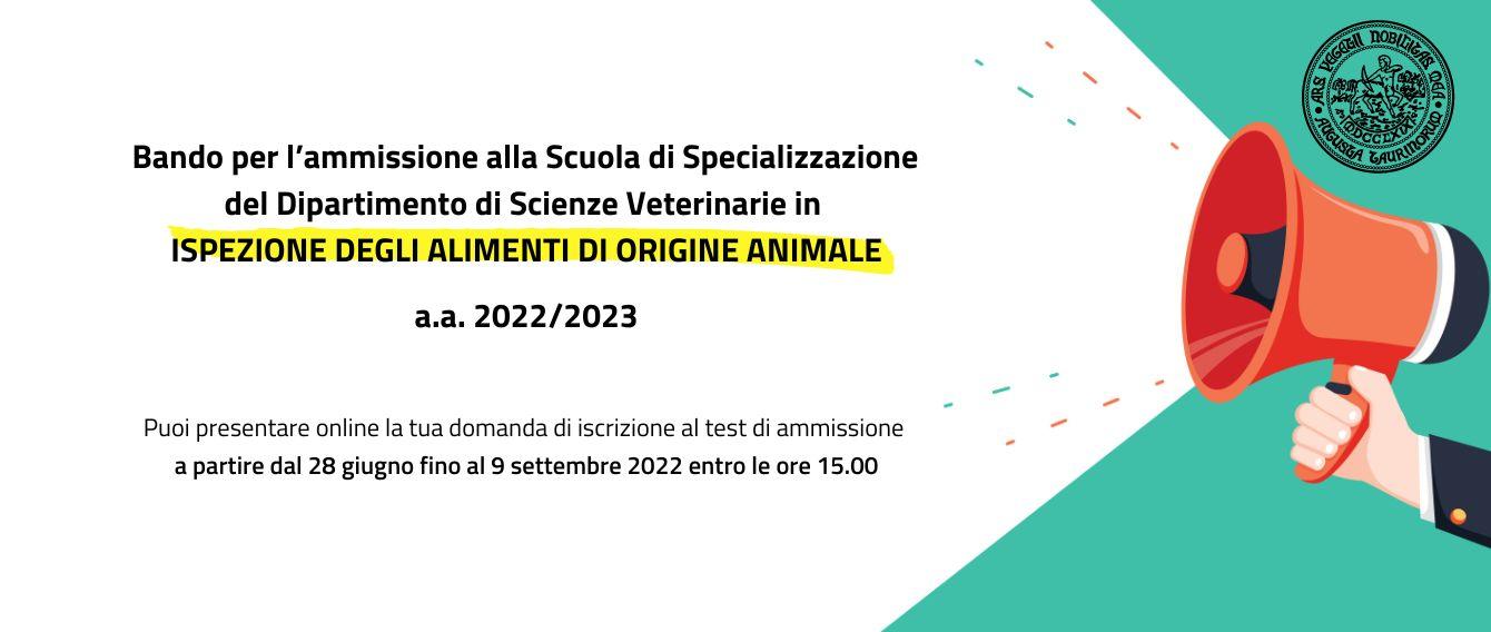 Bando per l'ammissione alla Scuola di Specializzazione in Ispezione degli Alimenti di Origine Animale | Scade il 9 settembre 2022